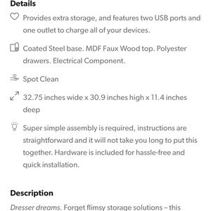 6 drawer dresser with usb charging station